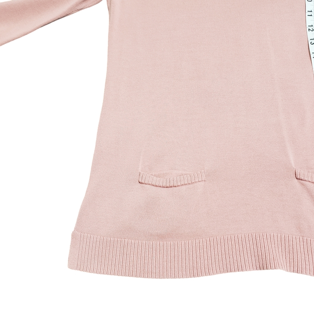 Talbots 3/4 Sleeve Front Pocket Zipper Back Sweater Pink Sz Small - Picture 12 of 13